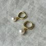 Chloe 18ct Gold Plate Pearl Huggies, thumbnail 1 of 3