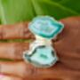 Green ‘Mega’ Crystal Gemstone Silver Plated Ring, thumbnail 2 of 5