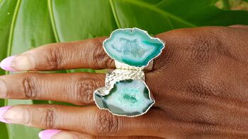 Green ‘Mega’ Crystal Gemstone Silver Plated Ring, 2 of 5