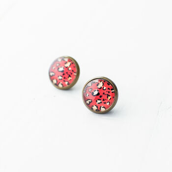 Red Leopard Pattern Earrings, 6 of 10
