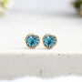 Yellow Gold Plated March Aquamarine Birthstone Stud Earrings, thumbnail 1 of 8