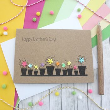 Personalised Happy Mother's Day Card With Flower Pots, 4 of 8
