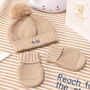 First Birthday Personalised Bobble Hat And Mittens Set, thumbnail 2 of 12
