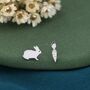 Sterling Silver Rabbit And Carrot Stud Earrings, thumbnail 3 of 8