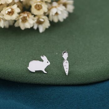 Sterling Silver Rabbit And Carrot Stud Earrings, 3 of 8