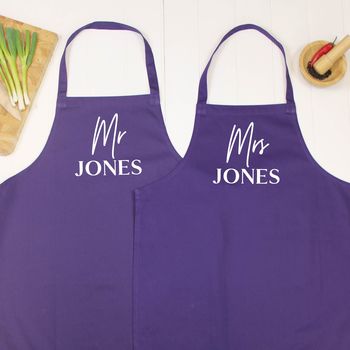 Mr And Mrs Ballpen Personalised Apron Set, 5 of 7