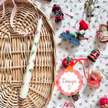Hand Painted Ivory Christmas Taper Candles, 6 of 9