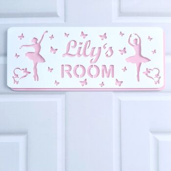 Personalised Ballerina And Butterfly Childs Door Sign, 4 of 11