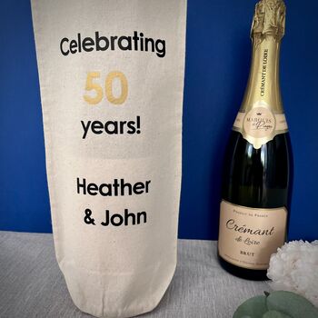 Personalised Milestone Wedding Anniversary Bottle Bag, 3 of 3