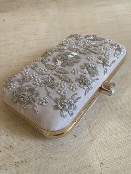 Light Pink Handcrafted Rectangular Clutch Bag, 2 of 10