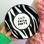'Ditch The Diet' Zebra Print Glazed Ceramic Pasta Bowl, thumbnail 2 of 2