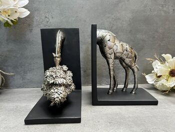 Large Silver And Black Giraffe Bookends Shelf Sitter Gift, 4 of 6