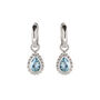 November Birthstone Blue Topaz Sterling Silver Huggie Hoop Earrings, thumbnail 2 of 12