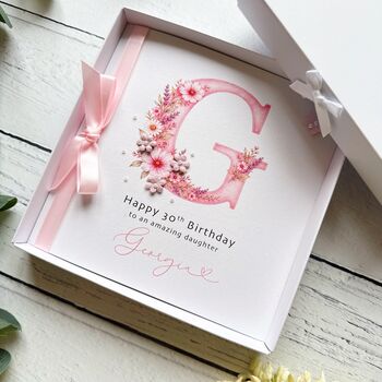 Handmade Pink Monogramed Birthday Card, 5 of 12