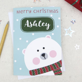 Cute Xmas Polar Bear Personalised Christmas Card, 2 of 4