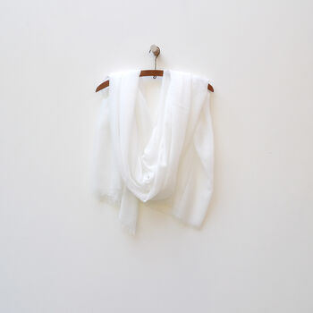 White Lightweight Summer Scarf Prayer Type Scarf, 4 of 10