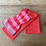 Pure Cashmere Scarf With Vibrant Red And Pink Stripe, thumbnail 3 of 7