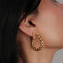 18 K Gold Braided Chubby Tube Hoop Earrings, thumbnail 4 of 10