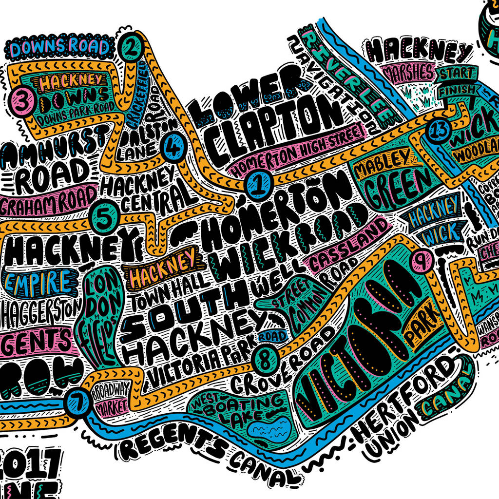 Personalised Hackney Half Marathon Route Map By Harkiran Kalsi