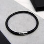 Men's Personalised Love Heart Woven Slim Leather Bracelet, thumbnail 1 of 8