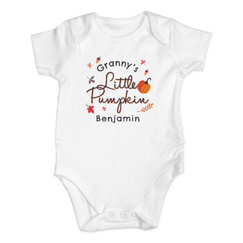 Personalised Little Pumpkin Baby Vest, 2 of 3