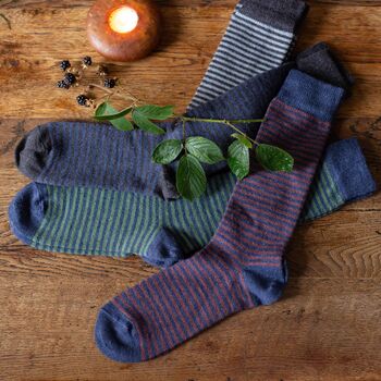 Ladies Alpaca Stripey Socks, 9 of 12