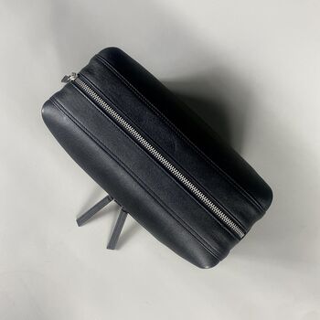 Black Leather Double Zip Wash Bag, 6 of 10