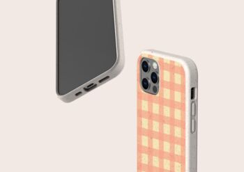 Orange Check Eco Friendly, Biodegradable Phone Case, 4 of 8