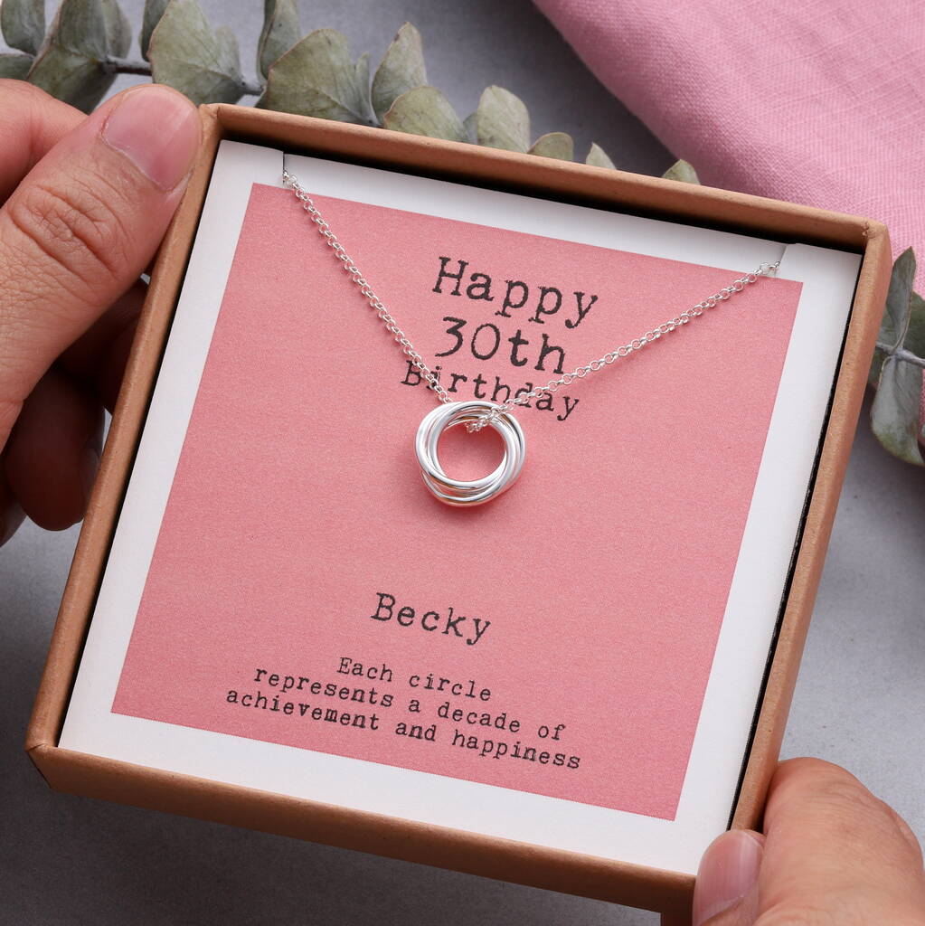 Sterling Silver Happy 30th Birthday Necklace, 1 of 4