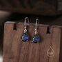 Sterling Silver Sapphire Blue Pear Cut Cz Drop Earrings, thumbnail 8 of 12