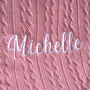 Personalised Dusty Pink Pom Pom Baby Blanket, thumbnail 2 of 8