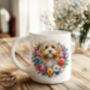 Personalised Cockapoo Summer Floral Dog Wreath Cushion And Mug Gift Bundle, thumbnail 2 of 4