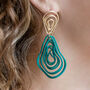 Green Tear Drop Coil Earrings, thumbnail 2 of 3