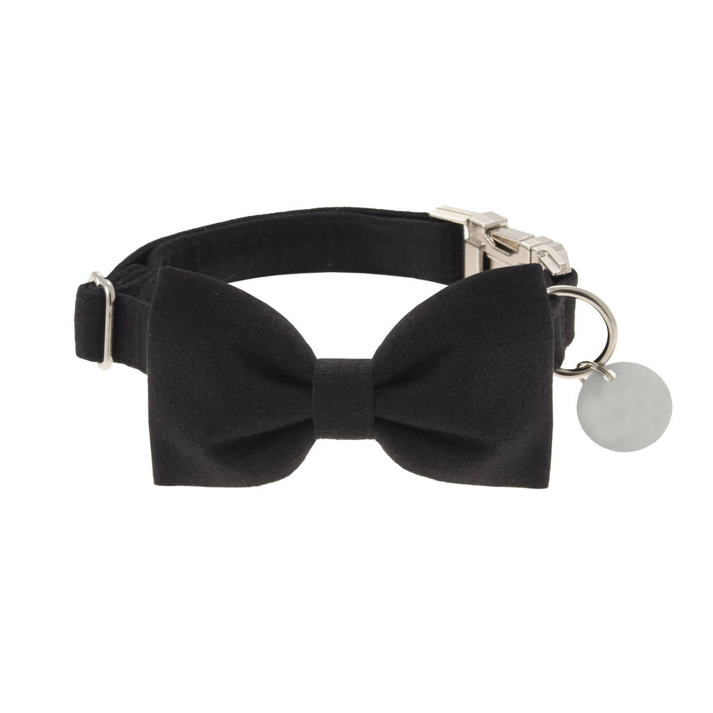 Jet Black Bow Tie Dog Collar By Mbt Studio
