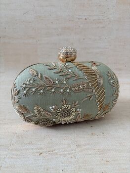Mint Green Bird Oval Clutch, 4 of 8
