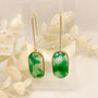 Transparent Green Oval Statement Earrings For Her, thumbnail 4 of 9