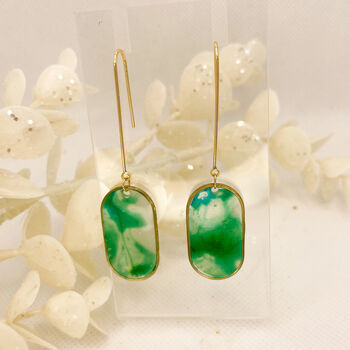 Transparent Green Oval Statement Earrings For Her, 4 of 9
