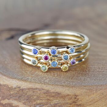 Solid 9ct Gold Custom Single Birthstone Stacking Ring, 7 of 9