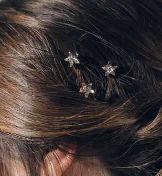 Star Swarovski Crystal Hair Pins In Gold Or Silver Star, 7 of 12