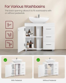 Under Sink Bathroom Cabinet Storage Cloud White, 3 of 8