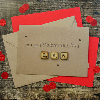 Personalised Valentine's Wooden Tiles Card, 2 of 2