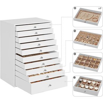 Large Multi Level Jewelry Box Jewellery Cases Organiser, 5 of 10