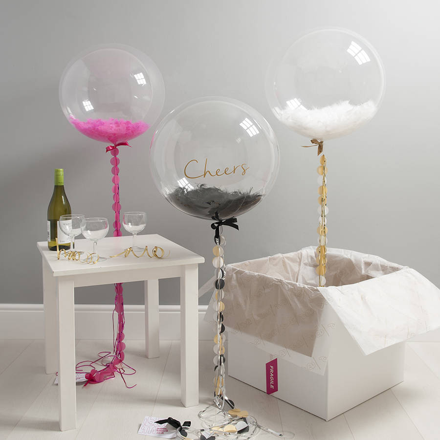 party feather filled balloon by bubblegum balloons