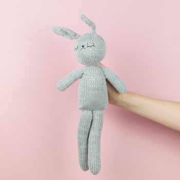 Lenny The Hand Knitted Grey Bunny, 6 of 8
