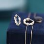 Dotted Marquise Cz Hoop Earrings Sterling Silver, thumbnail 4 of 11