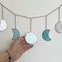 Blue And White Glass Moon Phases Wall Hanging, thumbnail 2 of 8