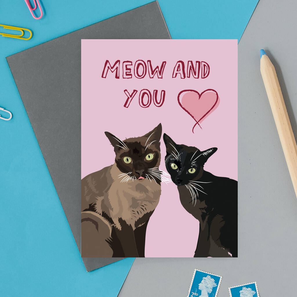 Meow And You Valentines Card By Lorna Syson 