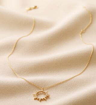 Crystal Sunburst Pendant Necklace, 8 of 11