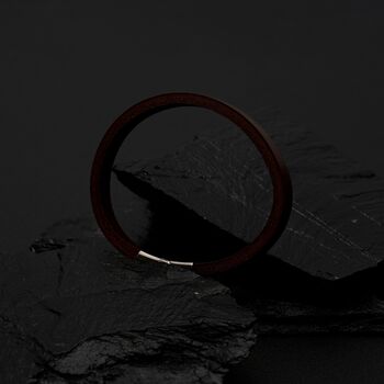 Brown Leather Bracelet With Custom Messafe, 4 of 8