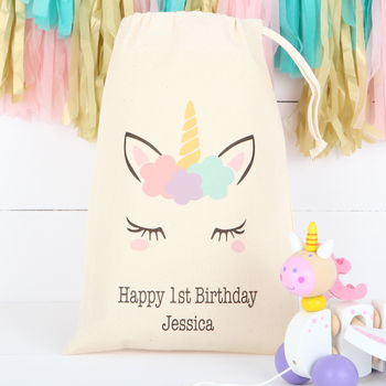 Personalised Cotton Bag And Unicorn Pull Along Toy, 6 of 6